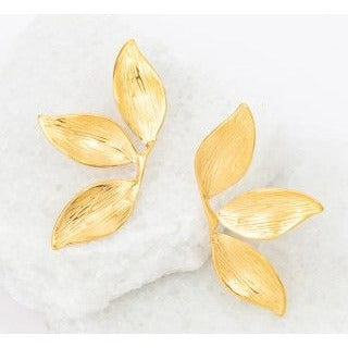 Flourish Mint Leaf Earrings 14K Gold Plated