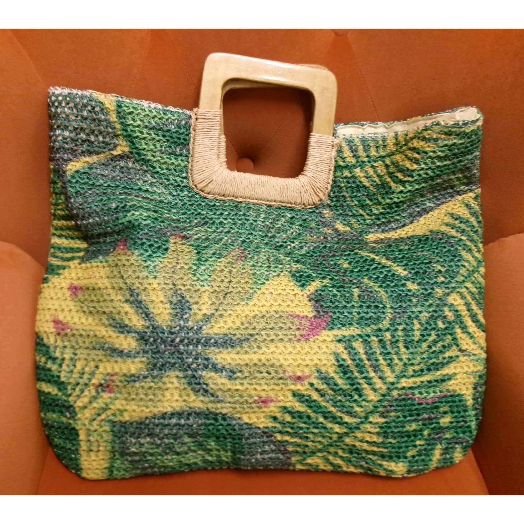 NEW Tropical Print Woven Small Tote by Natasha