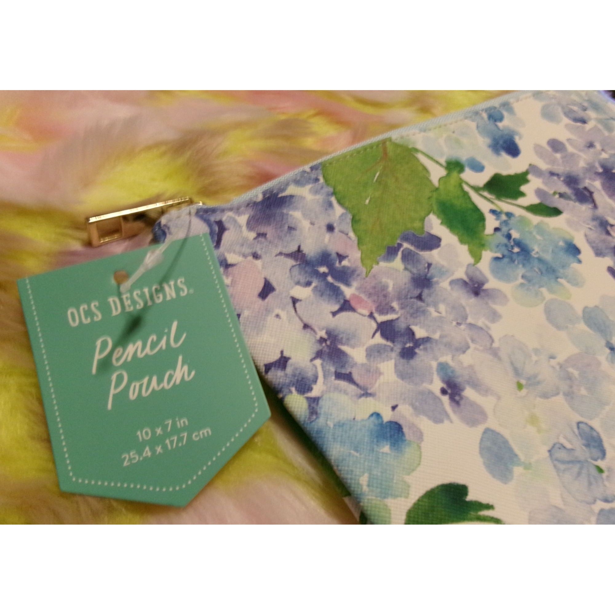 NEW Hydrangea Floral Pencil Pouch By OCS Designs